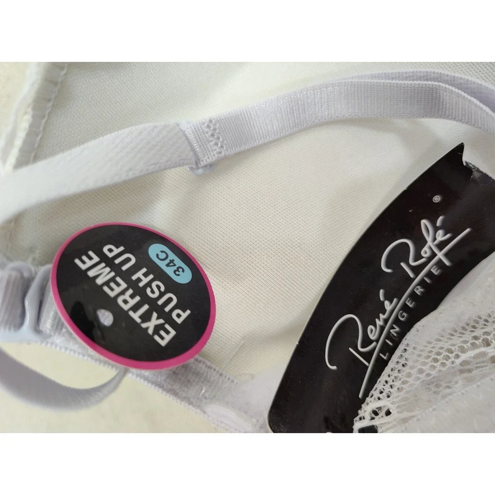 Rene Rofe White Floral Lace Extreme Push Up Bra 34C B21865S-WHT134C - Picture 5 of 6